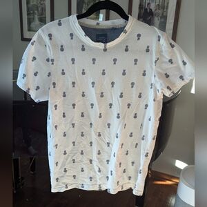 Essex Crossing White Textured Shirt with Navy Pineapple Print